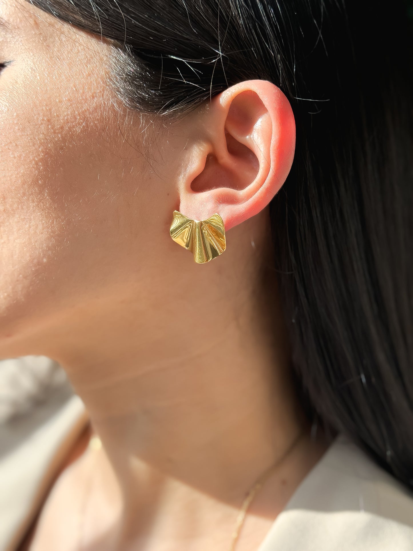 Gold Fan Earring